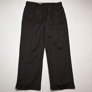 Bespoke 36x30 Brown 100% Wool Pleated Cuffed Classic Dress Mens Pants